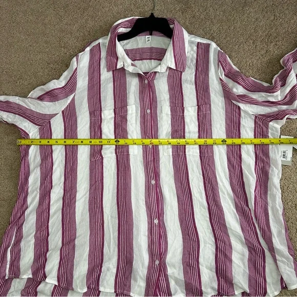BP Women’s Blouse 4X Button Pink and White Striped Button Down Viscose NWT - Picture 7 of 8